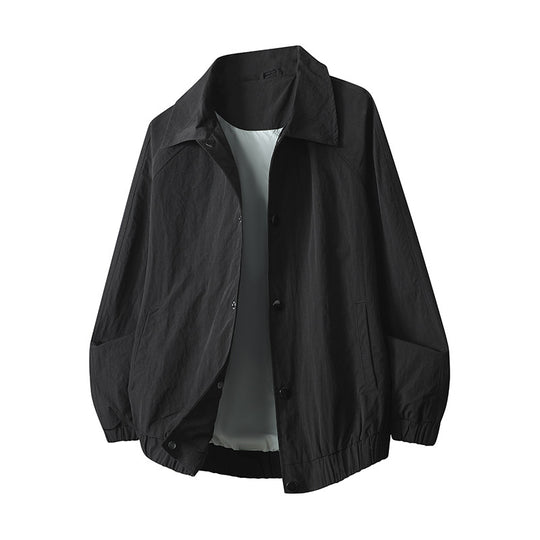 Herren Leichte Hemdkragen-Übergangsjacke mit Druckknopffront und elastischem Saum Nord Taschen