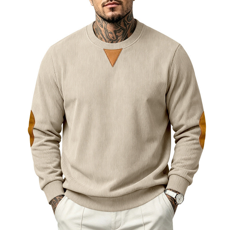 Herren Rippstrick-Sweatshirt mit Ellenbogenpatches und geripptem Rundhalsausschnitt Nord Taschen