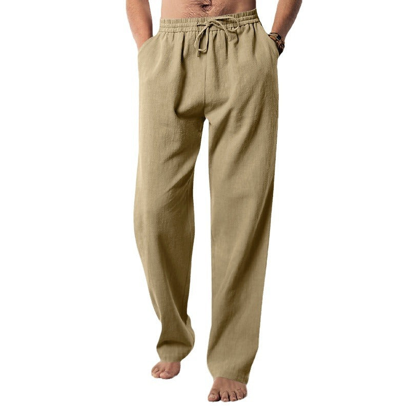 Herren komfortable Leinen-Loungehose mit extra weitem Bein, verstellbarem Kordelbund und atmungsaktiver Sommerqualität Nord Taschen