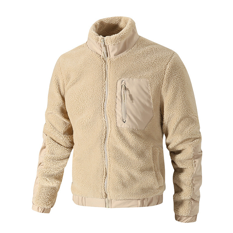 Herren Teddy-Fleece Jacke mit Stehkragen und verstärkten Einsätzen Nord Taschen
