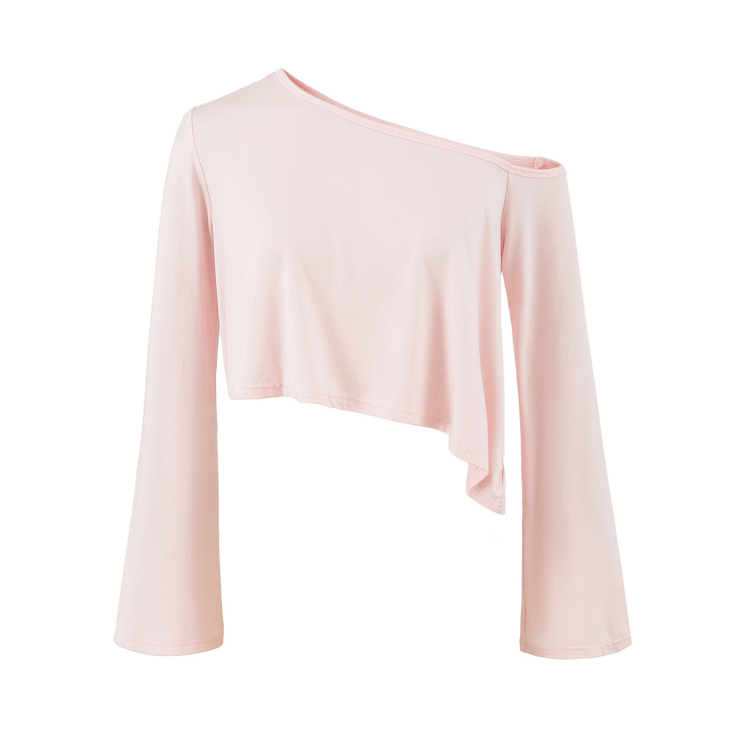 Damen Einschulter-Kurztop mit asymmetrischem Saum und Trompetenärmeln Nord Taschen