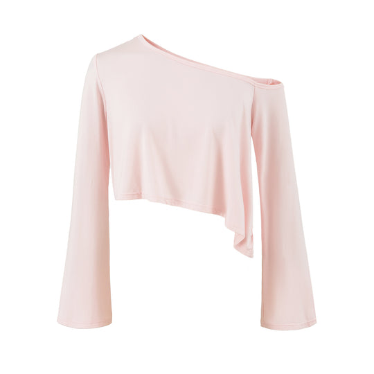 Damen Einschulter-Kurztop mit asymmetrischem Saum und Trompetenärmeln Nord Taschen