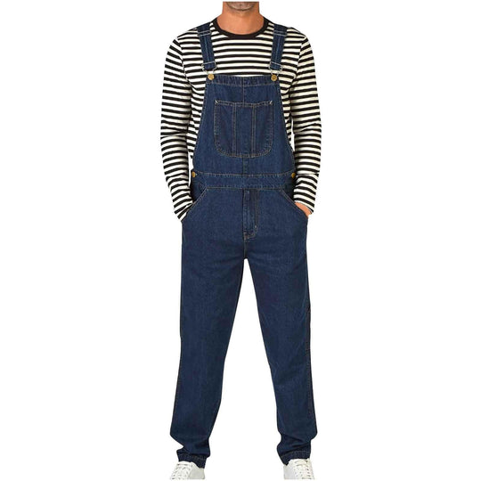 Herren Jeans Latzhose mit Taschen und verstellbaren Trägern - Vittorelli
