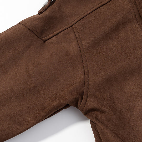 Damen Oversize-Bomberjacke im Velourslook mit hohem Stehkragen und Taillengürtel Nord Taschen