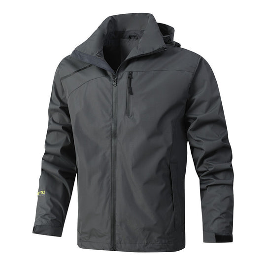 Herren Atmungsaktive wasserdichte Softshelljacke mit nahtversiegelter Membran und verstaubarer Kapuze Nord Taschen