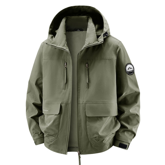 Herren Technische Kapuzen-Fieldjacke mit wasserabweisender Membran und Mehrfachtaschen Nord Taschen