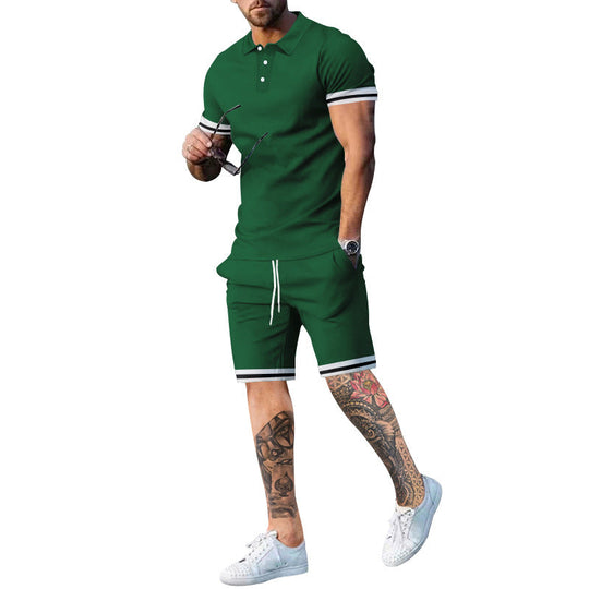 Herren Poloshirt und Shorts-Set mit sportlichen Akzenten