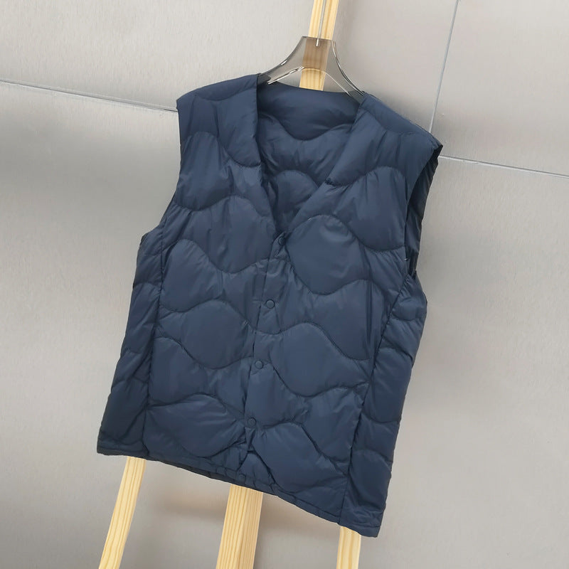 Damen Ärmellose Thermo‑Steppweste mit wellenförmiger Steppung und Druckknopfverschluss Nord Taschen