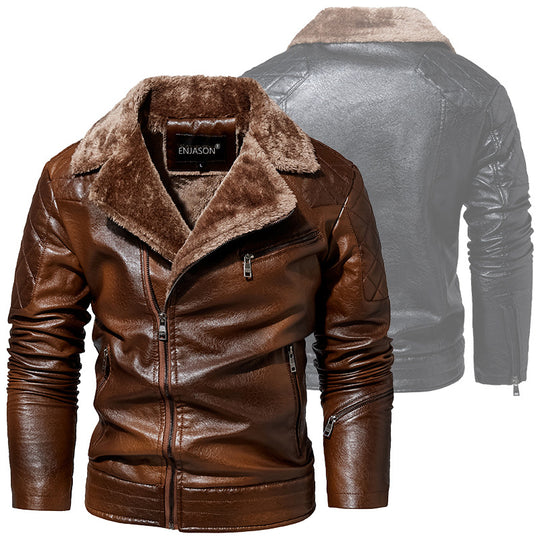 Herren Robuste Lederjacke mit Teddyfutter Nord Taschen