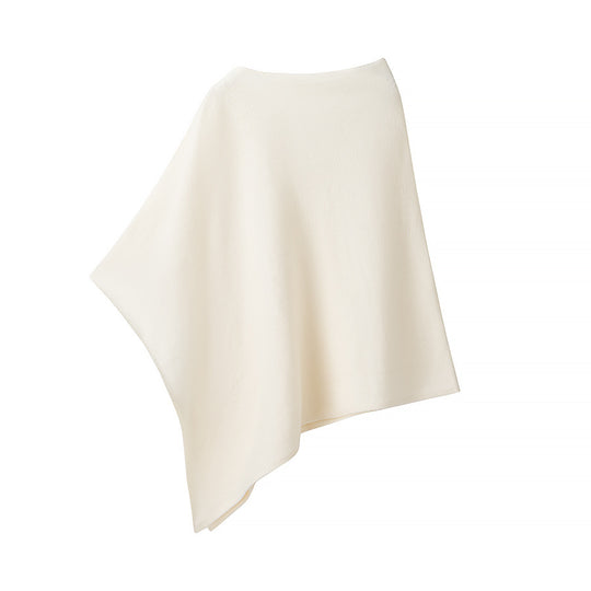 Damen Leichter Strickponcho mit asymmetrischem Saum und U-Boot-Ausschnitt Nord Taschen