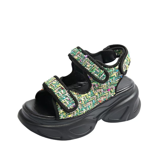 Damen Plateau-Sandalen mit verziertem Riemen und komfortabler Sohle Nord Taschen