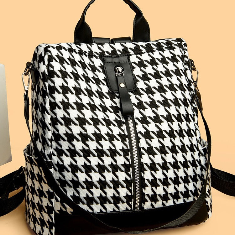 Damen Rucksacktasche mit stilvollem Hahnentrittmuster Nord Taschen