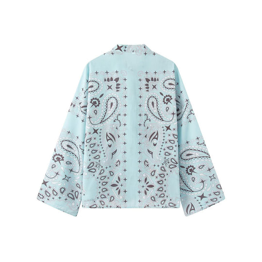 Damen Weite Palazzo‑Hose mit Paisley‑Print, hohem Bund und elastischem Gummizug Nord Taschen