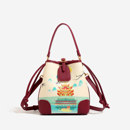 Damen Umhängetasche mit farbenfrohem Landschaftsdesign und praktischen Innenfächern Nord Taschen