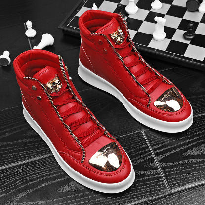 Damen High-Top Sneakers mit goldenen Details und Reißverschluss von