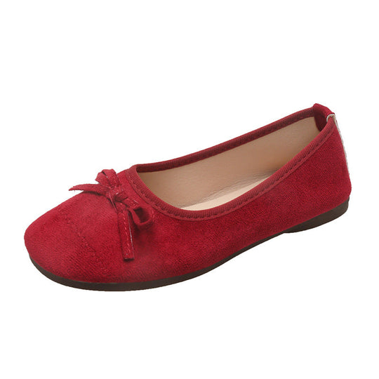 Damen Ballerina-Schuhe mit zierlichem Schleifenakzent und eleganter Oberfläche