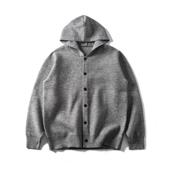 Unisex Kapuzen-Strickcardigan mit durchgehender Knopfleiste und gerippten Abschlüssen Nord Taschen