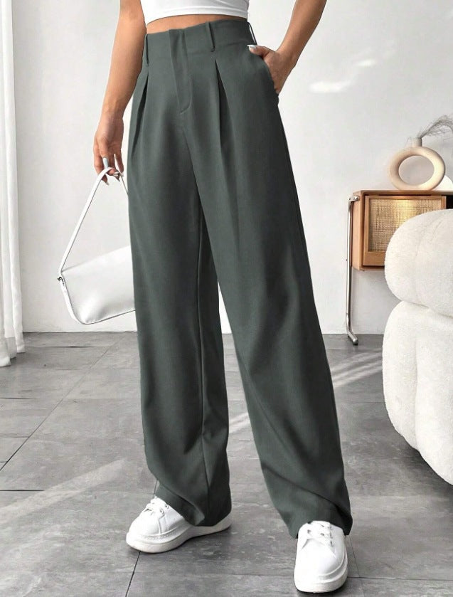 Damen Elegante Bundfaltenhose mit weitem Schnitt