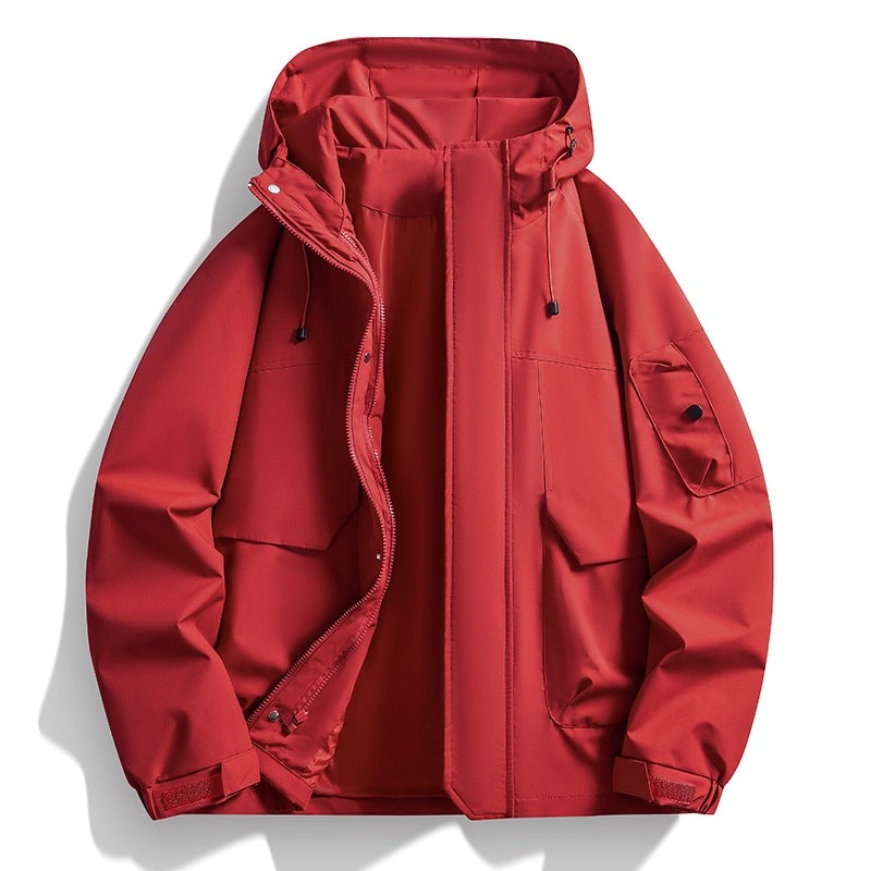Herren Wasserdichte Kapuzenjacke im Utility-Stil mit verschweißten Nähten und verdecktem Reißverschluss Nord Taschen
