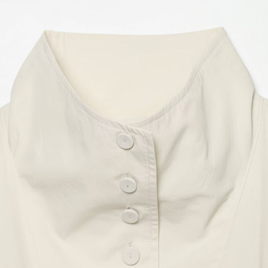 Damen Cropped-Blouson mit hohem Stehkragen, durchgehender Knopfleiste und Ballonärmeln Nord Taschen