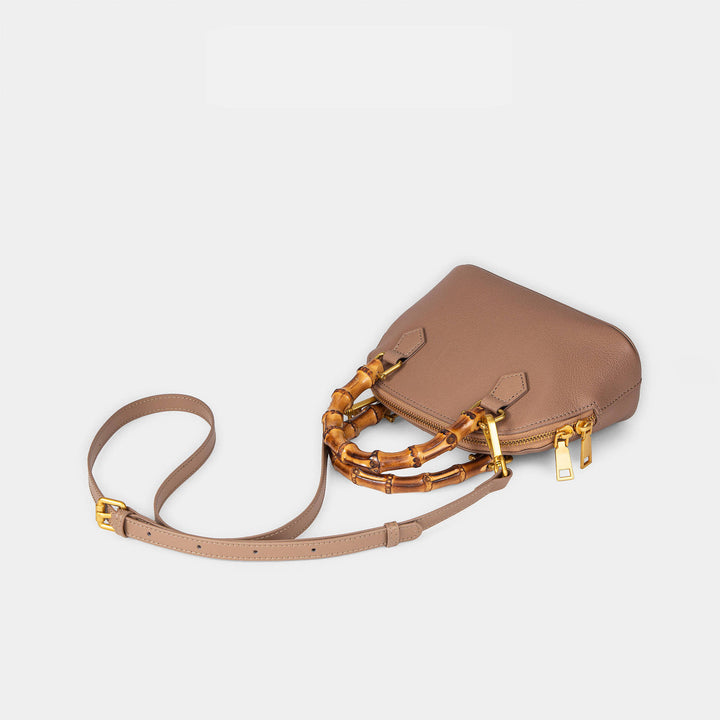 Damen modische Mini-Tasche mit Bambusgriff und edlem Leder Nord Taschen
