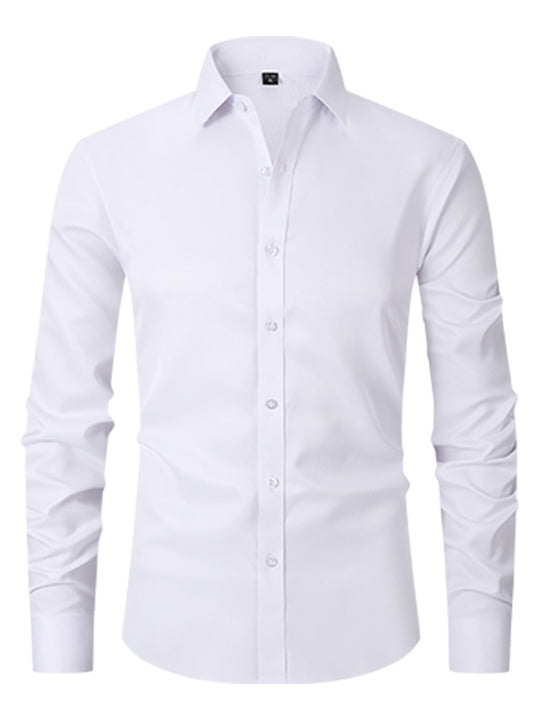Herren Knitterfreies Stretch Hemd Schlanke Passform