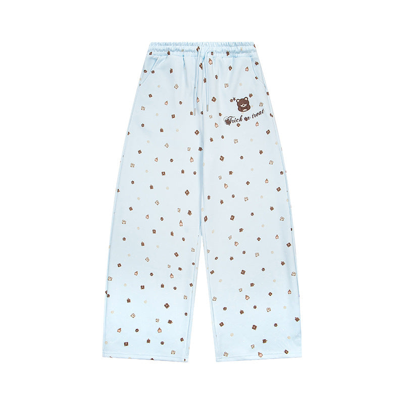 Damen Weite Loungehose im Culotte‑Stil mit elastischem Komfortbund und süßem Bären‑Print Nord Taschen