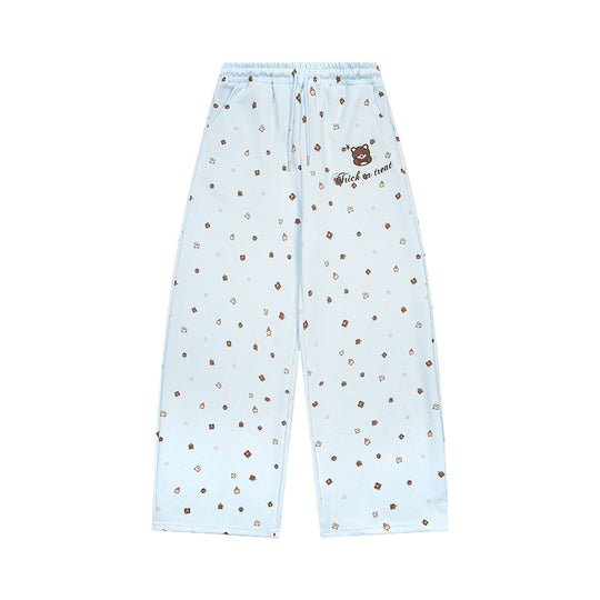 Damen Weite Loungehose im Culotte‑Stil mit elastischem Komfortbund und süßem Bären‑Print Nord Taschen
