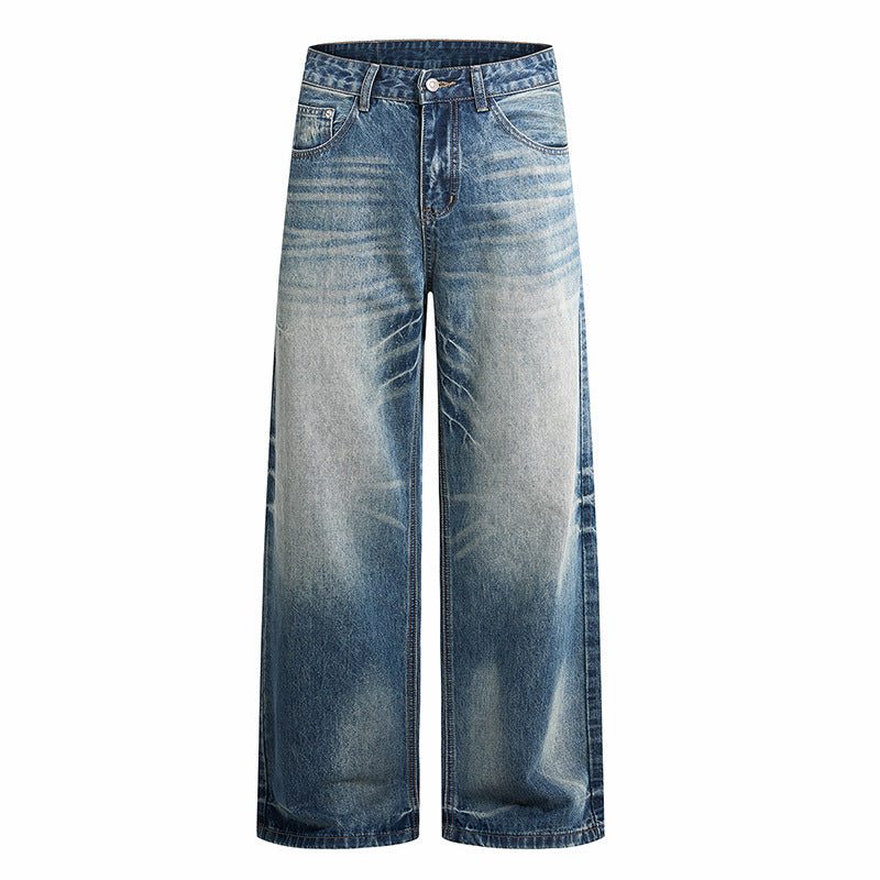 Damen hochgeschnittene weite Vintage-Jeans mit weitem Bein und klassischem Taschen-Design Nord Taschen