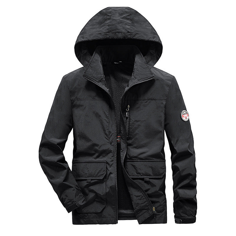 Herren Ultraleichte Kapuzen-Fieldjacke mit Mesh-Innenfutter und Mehrfach-Taschen Nord Taschen