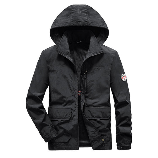 Herren Ultraleichte Kapuzen-Fieldjacke mit Mesh-Innenfutter und Mehrfach-Taschen Nord Taschen