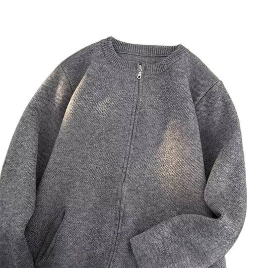 Damen Kurz geschnittene Feinstrick-Cardigan mit durchgehendem Reißverschluss und Eingrifftaschen Nord Taschen