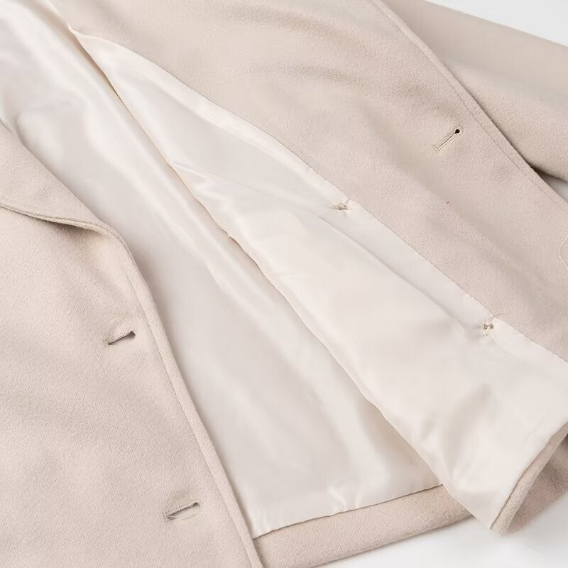 Damen Kurzer Zweireihiger Boxy-Peacoat aus Wollmix mit weitem Revers Nord Taschen