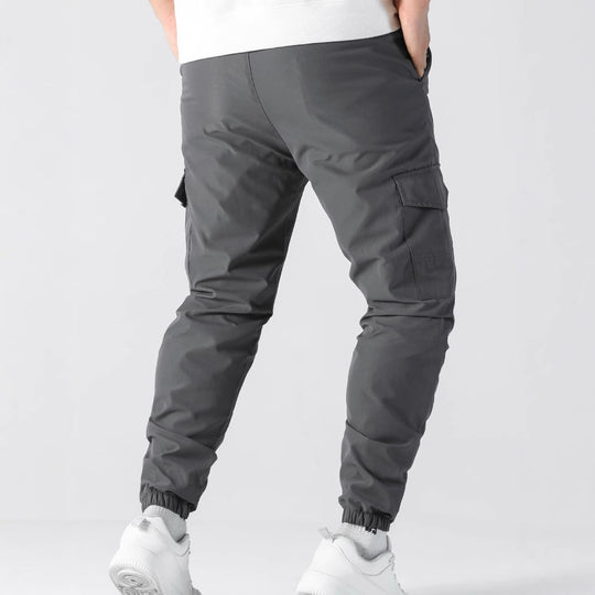 Herren Utility-Cargohose im Joggerstil mit Tunnelzug, elastischem Bund & Klappentaschen Nord Taschen
