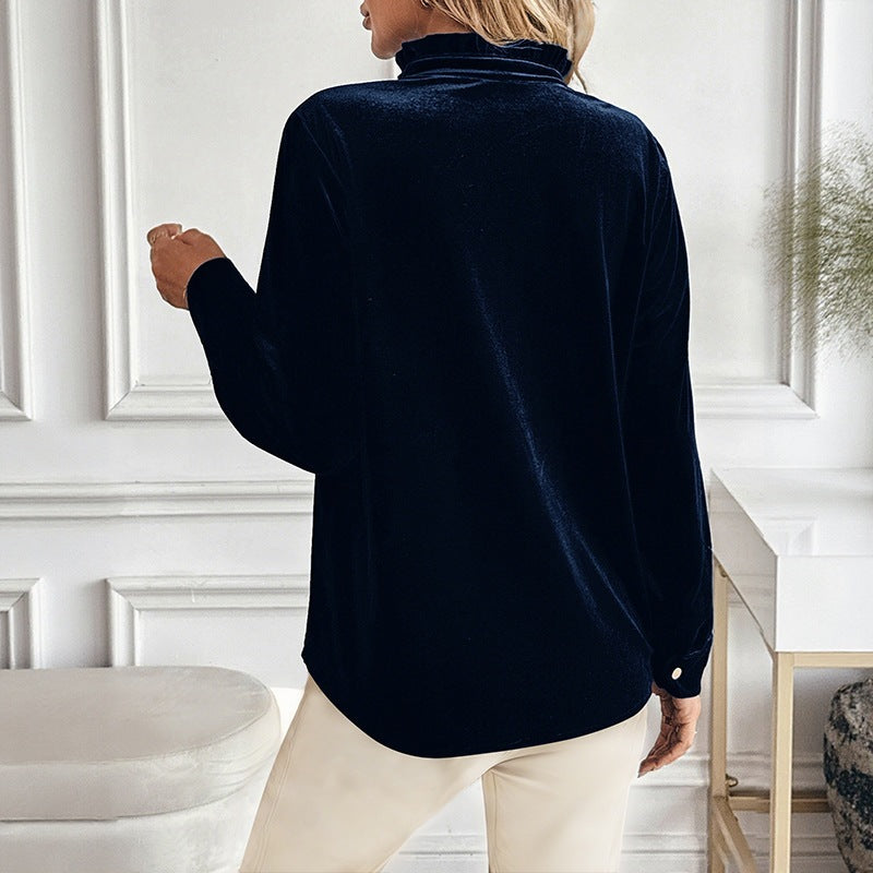 Damen Elegantes Samtoberteil mit Knopfdetails Nord Taschen