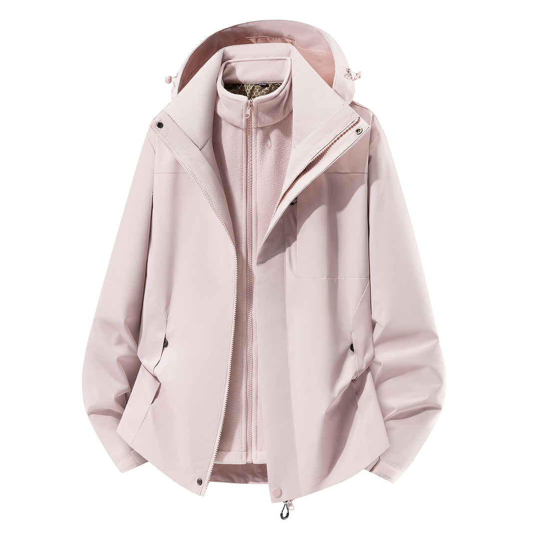 Damen Zwei-in-Eins Softshell-Regenjacke mit abnehmbarem Fleece-Innenfutter und Kapuze Nord Taschen