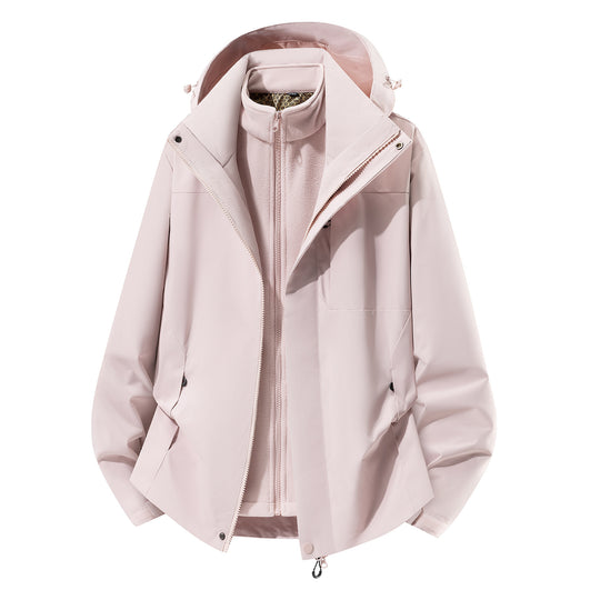 Damen Zwei-in-Eins Softshell-Regenjacke mit abnehmbarem Fleece-Innenfutter und Kapuze Nord Taschen