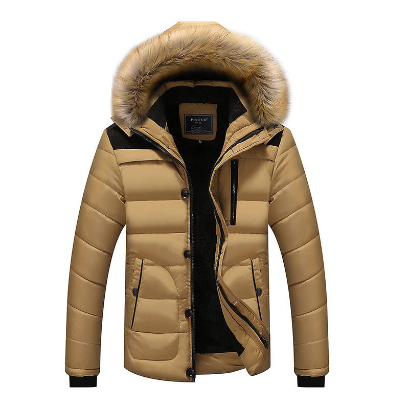 Herren Steppparka mit Teddyfutter, Kapuze mit Kunstfellbesatz und versteckter Brusttasche Nord Taschen