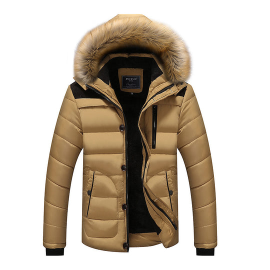 Herren Steppparka mit Teddyfutter, Kapuze mit Kunstfellbesatz und versteckter Brusttasche Nord Taschen