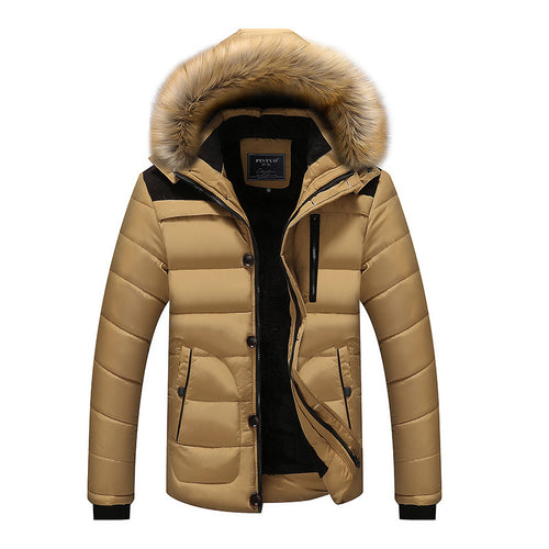 Herren Steppparka mit Teddyfutter, Kapuze mit Kunstfellbesatz und versteckter Brusttasche Nord Taschen