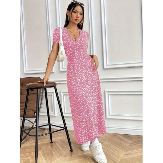 Damen Maxikleid mit vorteilhaftem V-Ausschnitt und floralem Muster Nord Taschen