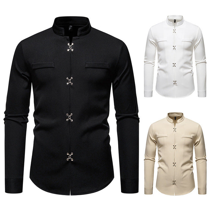 Herren Hemd mit asiatischem Knopfdesign Nord Taschen