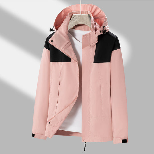 Herren Leichte wasserabweisende Kapuzen‑Übergangsjacke mit Kontrast‑Schulterpaneelen und Kordelzugsaum Nord Taschen