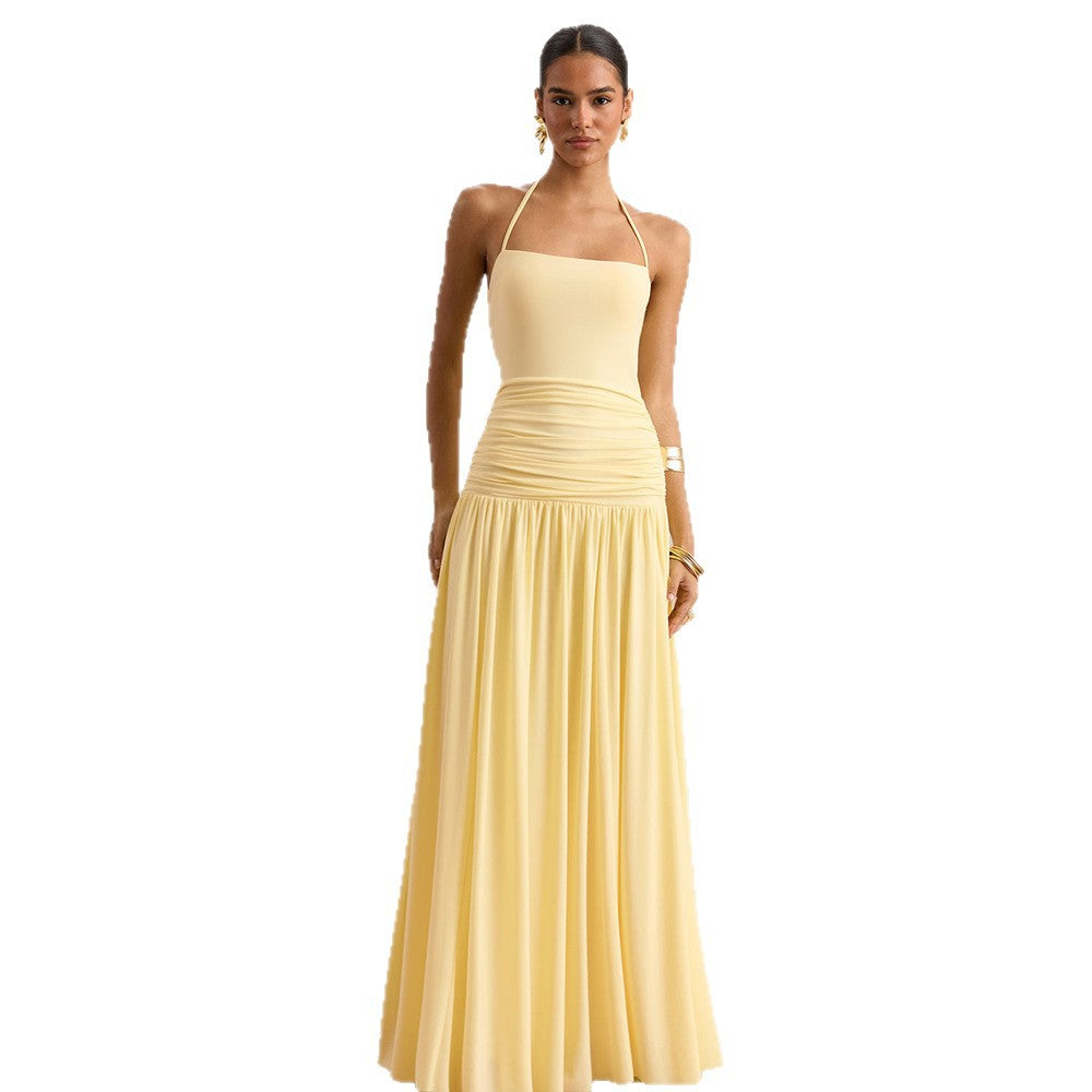 Damen Maxikleid mit Raffungen und schulterfreiem Design