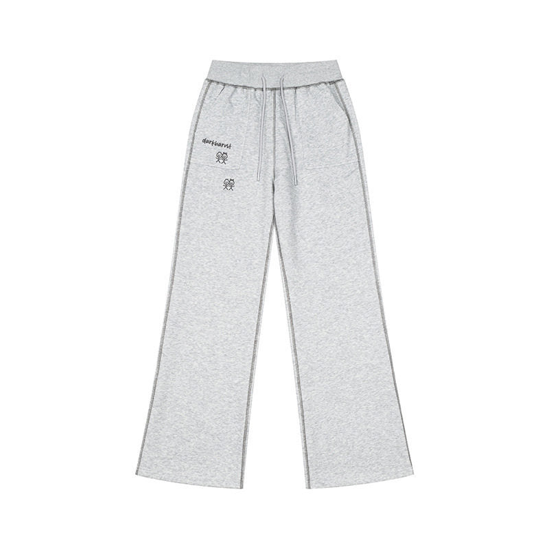 Damen Weite Lounge-Hose mit hohem Bund, Kordelzug und Kontrastnaht Nord Taschen