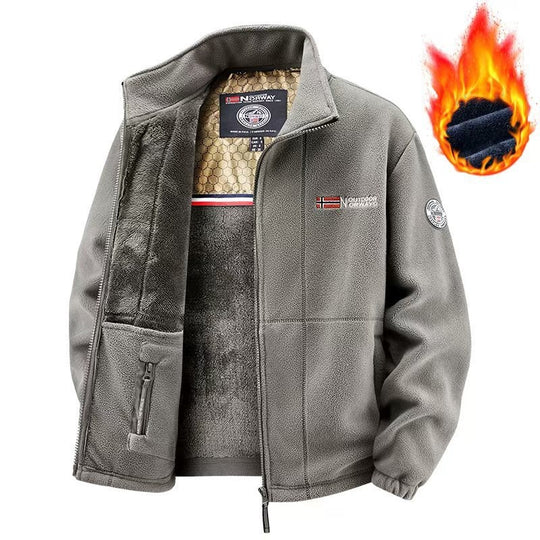 Herren Polar-Fleece Thermo-Outdoorjacke mit Teddy-Innenfutter und Stehkragen Nord Taschen