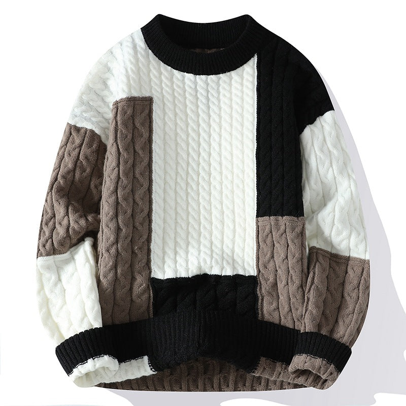 Herren Modischer Grobstrickpullover mit Farbblock-Design Nord Taschen
