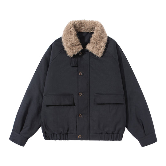 Unisex Boxy Isolationsblouson mit abnehmbarem Kunstfell-Drehkragen und Cargotaschen Nord Taschen