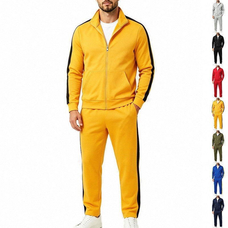 Herren Jogginganzug-Set aus French-Terry mit Stehkragen, Seitenstreifen und Reißverschlussjacke Nord Taschen