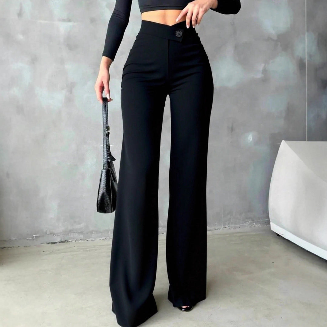 Damen Elegante High-Waist Hose mit weitem Schnitt